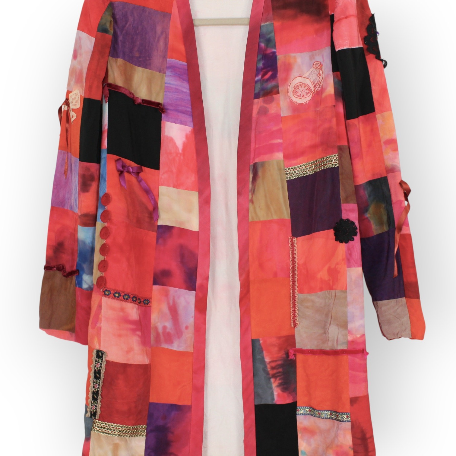 Small Vintage 24Collection Silk Patchwork Jacket … - image 7