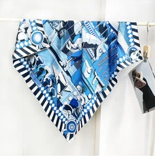 100% Twill Silk Scarf Bandanna Square animal Print 88X88cm Shawl Wrap new