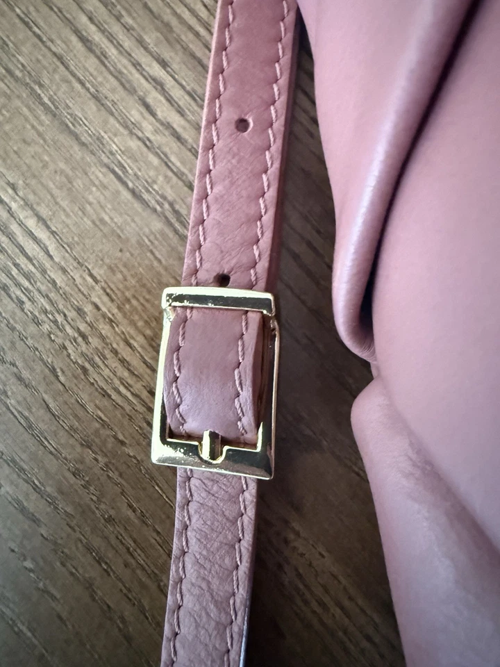 Bolso Bandolera Valentina Fiore Cuero Tejido Rosa Polvoriento Hecho en Italia Foto 3 de 4