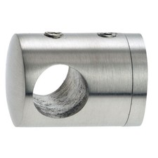 CROSO Querstabhalter f&uuml;r geraden Anschluss, Bohrung 10,2 mm, Edelstahl V2A