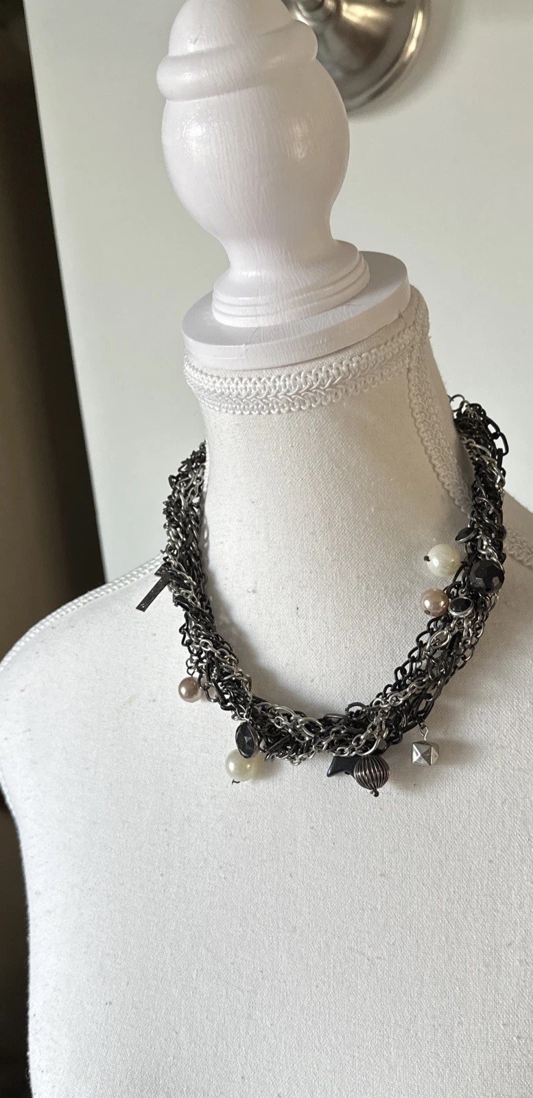 Beaded Multi Layer Bib Statement Charm Necklace C… - image 12