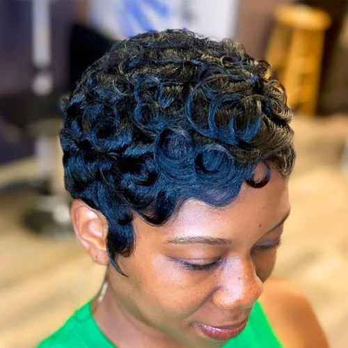 Natural Black Pixie Cut Wig Short Wigs For Black Women Mommy Short Curly Wigs... - Picture 2 of 7