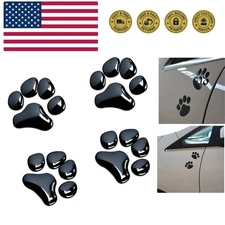 4PC 3D Chrome Dog Paw Footprint Decals - Stylish Auto Emblems for Car Lovers