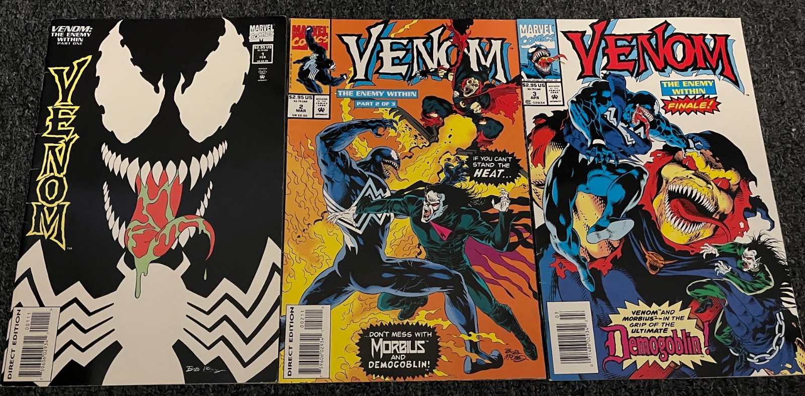 Venom The Enemy Within #1 - 3 Marvel Comics 1994 Direct Edition Complete Series