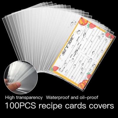 plastic recipe card sleeves Amazon.com: Recipe Card Protectors, 3x5 Inches, Clear Plastic Sleeves, 100  Pack (35'') : Office Products