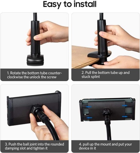 360° Adjustable Gooseneck Tablet Stand - Compatible with Most Devices - 第 7/8 張圖片