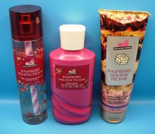 Bath  Body Works RASPBERRY HOLIDAY PIE BAR Fine Fragrance Mist BODY CREAM Wash