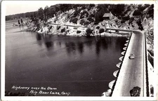 RPPC Postcard Highway Over Dam Big Bear Lake California