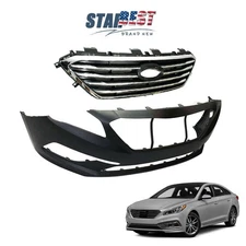 Front Bumper Cover & Grille Grill For 2015 2016 2017 Hyundai Sonata SE Standa