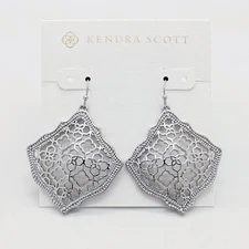 New Kendra Scott Kirsten Silver Filigree Drop Earrings