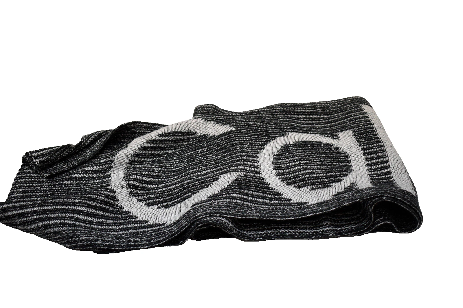 Calvin Klein Ribbed Knit Large Logo Scarf Heathered Black New! NWT