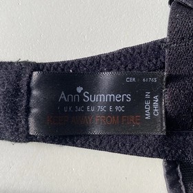 Ann Summers Underwired Suspender Cami Black Ultra Sheer Mesh & Lace, UK 34C