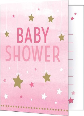 One Little Star Girl Pink Twinkle Cute Baby Shower Party Invitations w/Envelopes