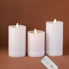 Luminara Flameless Battery Operated Wax Pillar Candles with Remote 3inch White