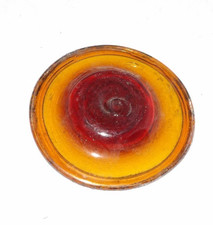 3" Hand Spun Rondel - yellow outside to warm orange center - for stained glass