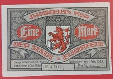Germany Elberfeld 1 Mark 1922 aUNC
