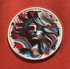 1 Gram Solid Silver Colorized Statue Of Liberty. Fine .999 Pure Silver!