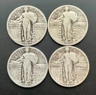 Lot of (4) U.S. Silver Standing Liberty Quarters - Circulated