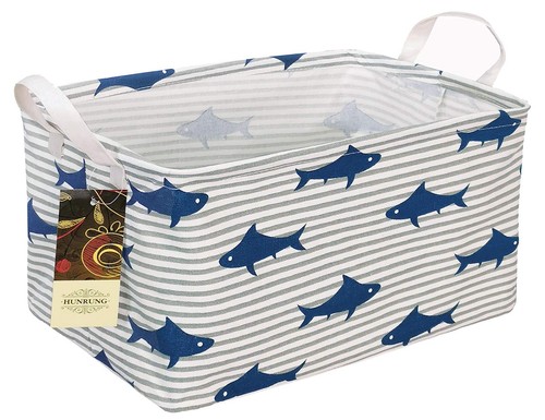 Rectangle Storage Basket Cute Canvas Organizer Bin for Pet/Children Toys, Boo...
