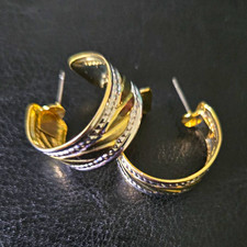 Vintage Gold/Silver Textured Swirl Round Hoop...