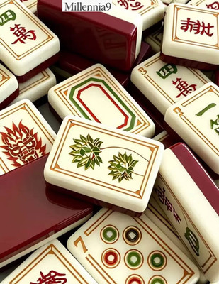 New Nature's Journey Dark Red American Mahjong 160 Tiles Set Free Storage Bag