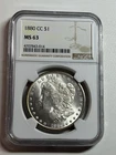 1880-CC $1 Morgan Silver Dollar NGC MS63 Blast White Key Date