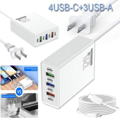 120W 6-Port USB C Fast Charging Charger Station For Samsung iPhone Android Phone