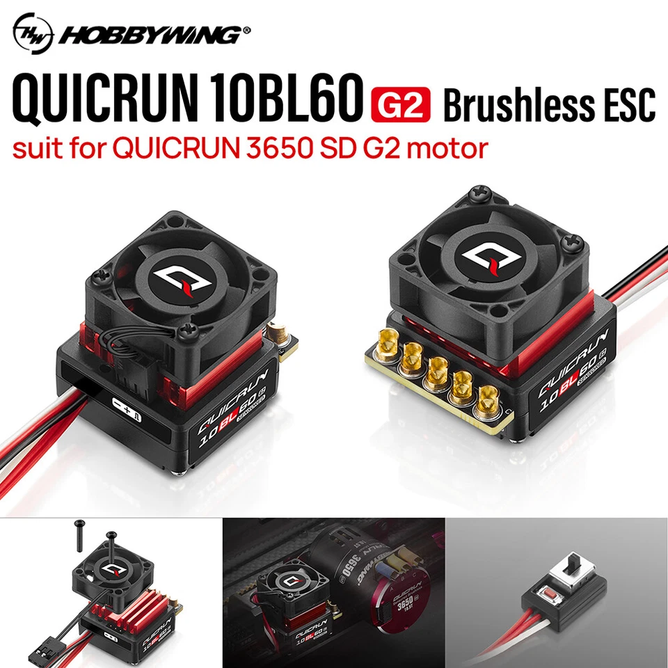 HOBBWING QUICRUN 10BL60 Sensored G2 60A Brushless ESC Buit-in BEC 6V/7.4V 2S - Image 3 of 4