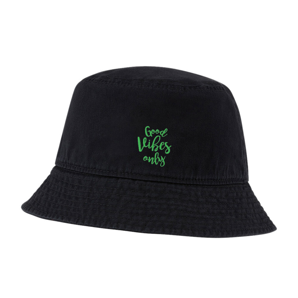 Good Vibes Only Embroidered Cotton Bucket Hat for Men and Women