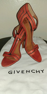 Givenchy Burnt Orange Leather Heeled Sandals SZ 36.5