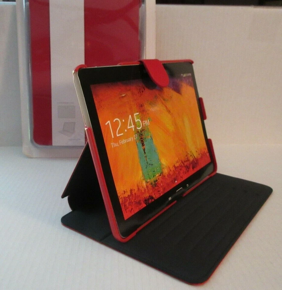 Verizon Folio Case For Samsung Galaxy Note 10.1 Red Tablet w Kickstand Magnetic - Image 2 of 4