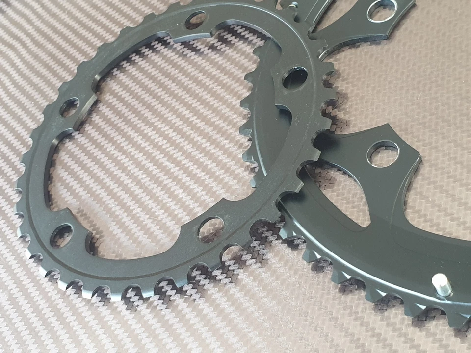 (Set Of 2) Shimano Tiagra FC-R460 (48 + 34t) Chainrings Chain Rings (NEW) Black - Image 2 of 4
