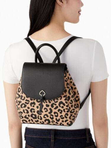 Kate Spade Adel Leopard Leather Flap Backpack K8464 Cheetah Leopardo NWT $359 FS NEW Kate Spade Camden Quilted Leopard Backpack Large Brown  main image 3