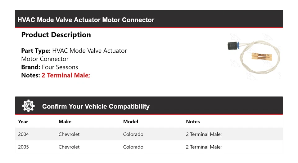 For 04-05 Chevrolet Colorado HVAC Mode Valve Actuator Motor Connector 4 Seasons - Image 2 of 4