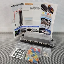 Auto 12 Way Blade Fuse Block Box Holder with Screw Nut Terminal RV Car Marine
