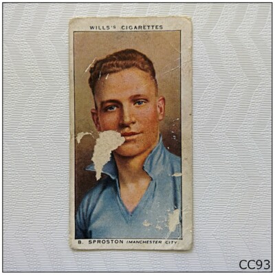 wills cigarette cards association footballers Wills Cigarette Card Association Footballers #42 B. Sproston Manchester C  (CC93)