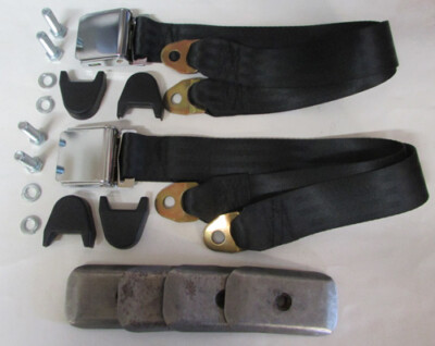 Andover Restraints Black Universal 2-Point Lap Seat Belt Set (2) – 60" Vintage Lift Latch