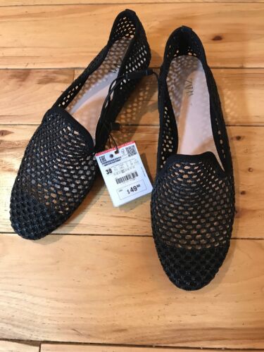 NEW ZARA Black Flats Sandals Shoes Size UK 5 US 7.5 EUR 38