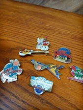Lot of 7 pins 5 Hard Rock and 2 Planet Hollywood Las Vegas Atlanta valentines