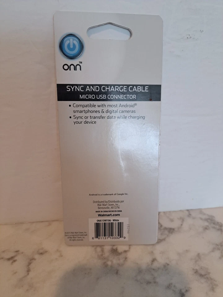 NEW Onn Sync And Charge Cable Micro USB Connector Android Smartphone, Camera - Image 4 of 4