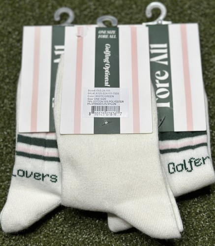 Fore All "Trisha" Golf Socks White/Green 3-Pack Bundle Lot One Size NEW! - 第 2/3 張圖片