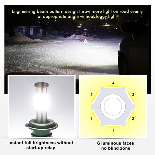6Side H7 H7 LED Headlight High Low Beam 6000K For BMW 328i 325xi 330xi 2002-2006 - Bild 3 von 12