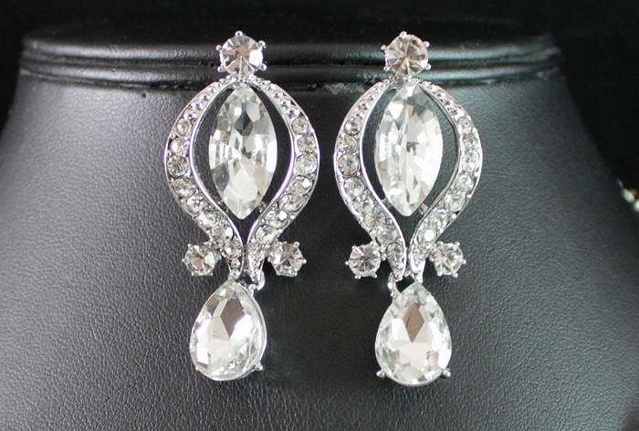 Orecchini In Cristallo Austriaco Trasparente: Goccia Singola In - Foto 8