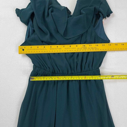 Show Me Your Mumu Dress Women XXS Caitlin Ruffle Maxi Deep Jade Chiffon NWT - Picture 10 of 11