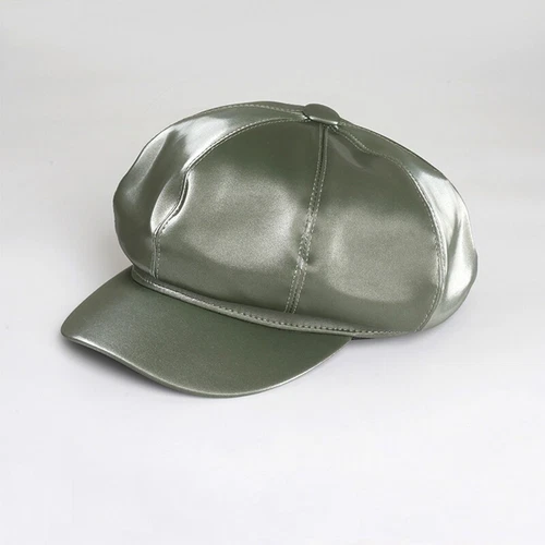 Cappello berretto donna uomo pelle PU newsboy panettiere ragazzo cabbie gatsby lucido moda - Foto 6 di 10