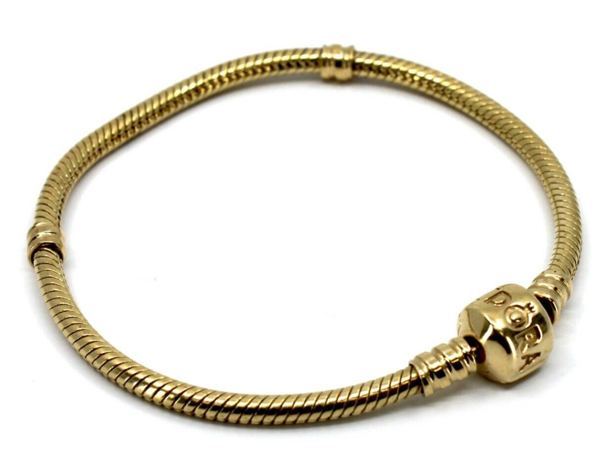 14K Solid Yellow Gold Authentic Pandora Snake Charm B… Gem