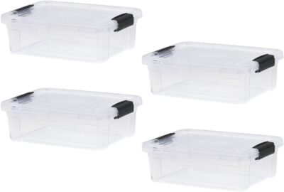 Superio Clear Storage Bins with Lids, 4 Pack- Plastic Storage Boxes - 4.5 Quart