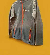 Columbia Full Zip Platinum Peak Softshell Jacket 🎣Blue Gray/Red Men's Size S