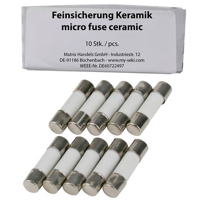 Keramik Feinsicherungen 5x20mm, Flink oder Träge, 0,25A-20A, 10er Pack