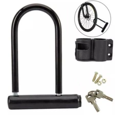 Heavy-Duty Bicycle U-lock Steel Bike Lock Anti Theft w/ 2 keys Black Lock US